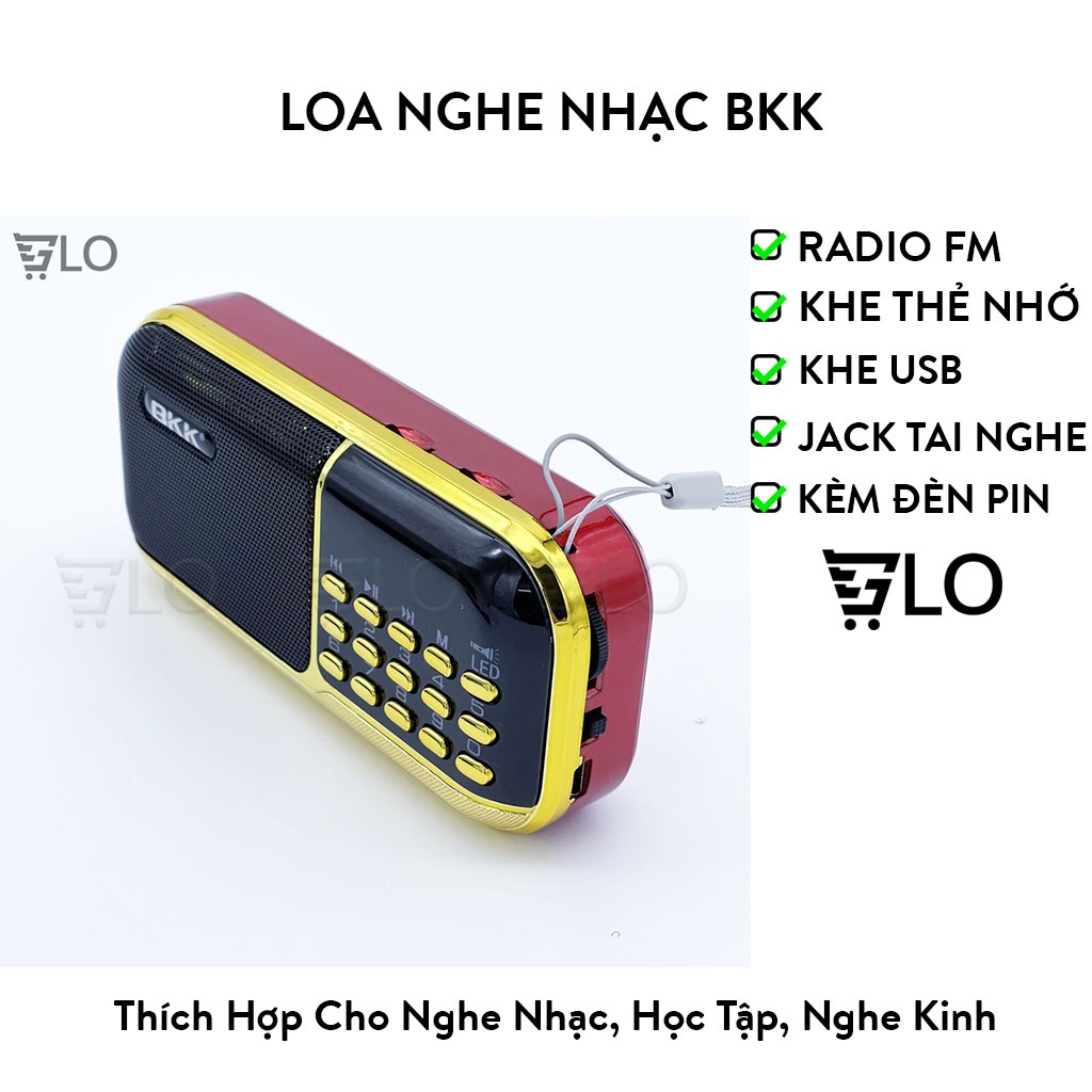 Loa Nghe Nhạc Thẻ Nhớ BKK K39 K51 B851 B851S Có Đèn Pin - 2 Pin, Nghe Thẻ Nhớ, USB, FM Radio, Có Jack Tai Nghe