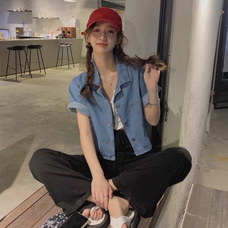 Áo khoác denim cổ vest [ Hình thật ]