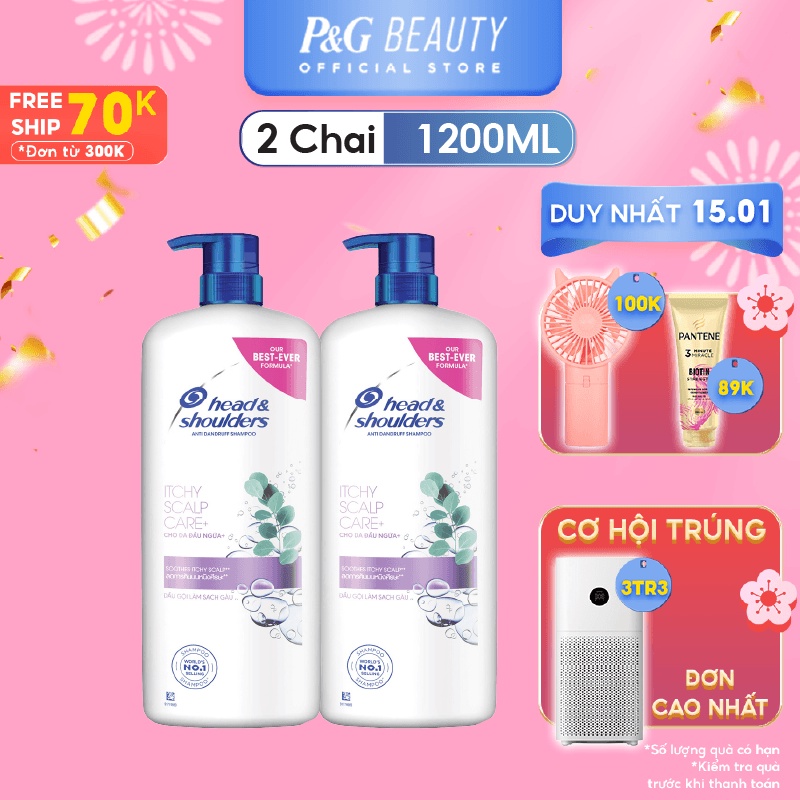 Combo 2 Dầu Gội HEAD &amp; SHOULDERS Chai 1200ML Cho Da Đầu Ngứa