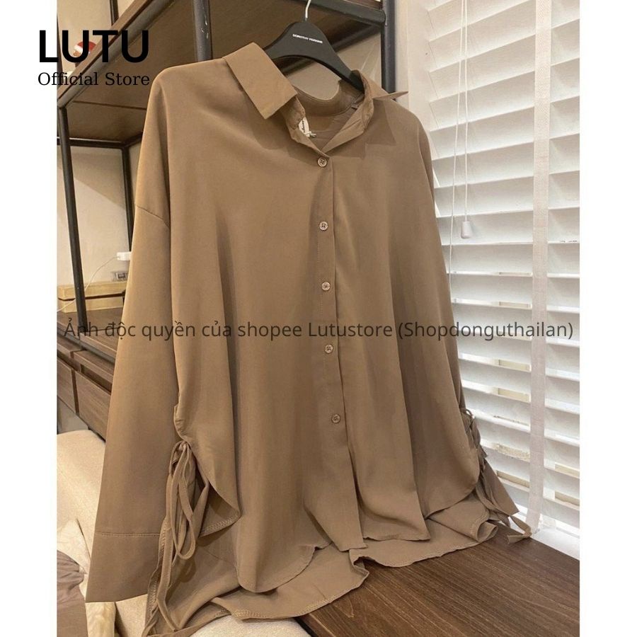 Áo Sơ Mi Cổ Đức Dài Tay Vạt Bầu Thắt Nơ Chất Lụa Trượt Tằm Siêu Mát