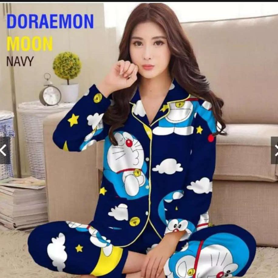 Áo Choàng Ngủ In Hình Doraemon Đáng Yêu Cho Nữ