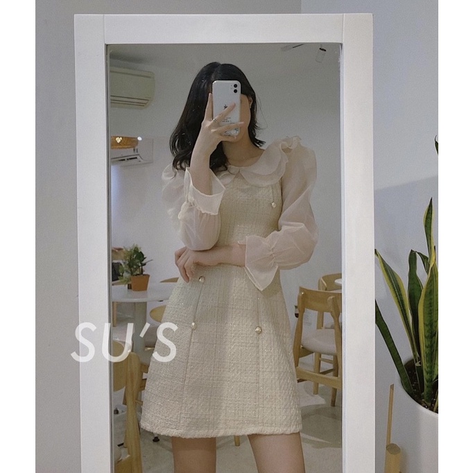 VÁY DẠ TWEED PHA TAY VOAN SIÊU SANG (hàng sẵn) | BigBuy360 - bigbuy360.vn