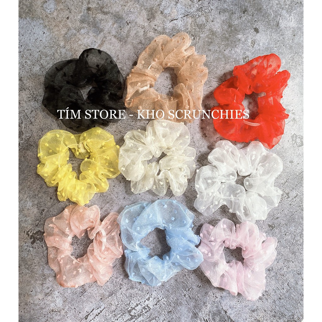 {Ảnh thật}SCRUNCHIES VOAN HOA TUYẾT - CỘT TÓC VẢI THỜI TRANG NỮ HOT TREND GIÁ RẺ