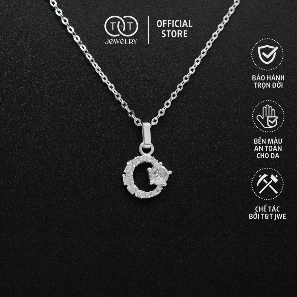 Dây chuyền nữ Bạc Ý s925 Đính Đá Chòng - T&amp;T Jewelry cao cấp DC08