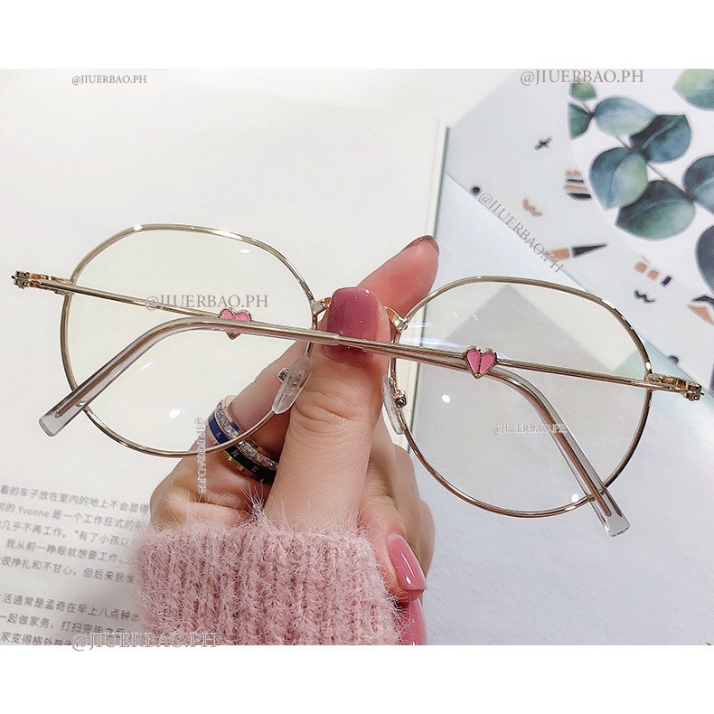 Mắt Kính Gọng Tròn Phong Cách Hàn Quốc Với Lớp 00°-400° Kính Cận Thị Gọng Kim Loại Thiết Kế Hình Trái Tim