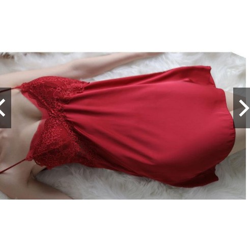 LOẠI ĐẸP-Váy Ngủ Lụa Pha Ren Explosive Sling Nightdress
