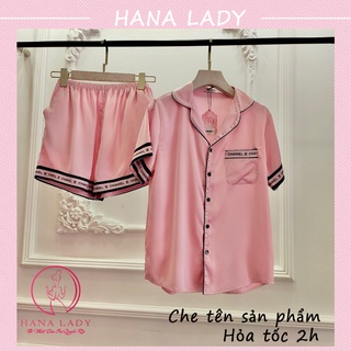 Đồ ngủ nữ - Đồ bộ pijama lụa tay cộc trơn viền mát lạnh PJ527