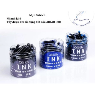 Hộp 100 ống mực ostrich - mực nhanh khô - tẩy được khi dùng với bút xóa aihao 502