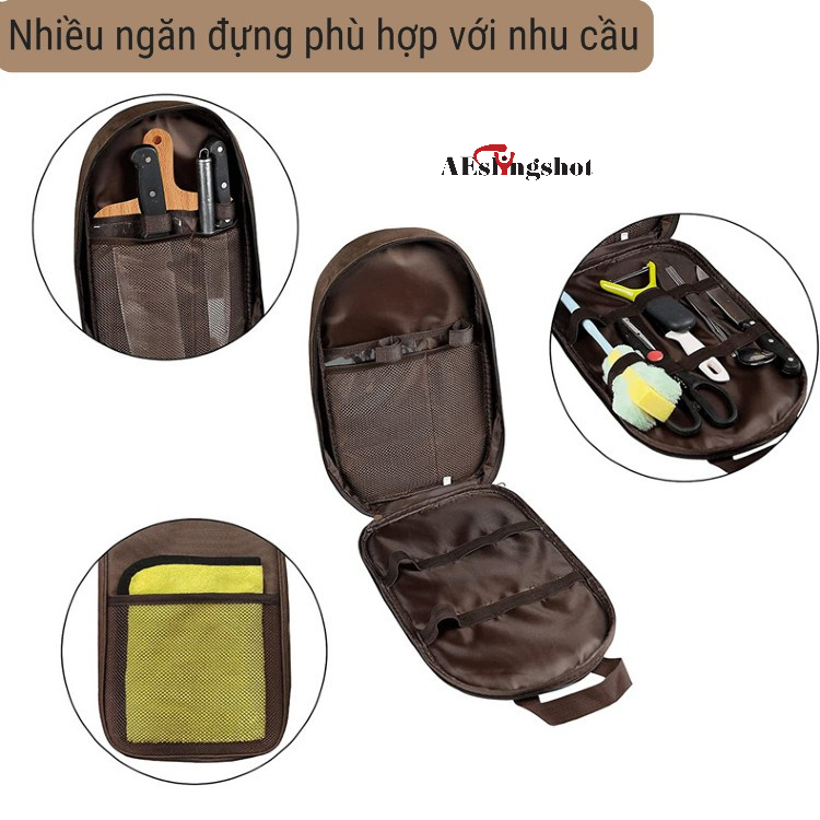 Bộ dụng cụ nấu ăn dã ngoại có túi đựng tiện lợi - Bộ dụng cụ nấu ăn 8 món dùng khi đi du lịch, dã ngoại [DCP5]