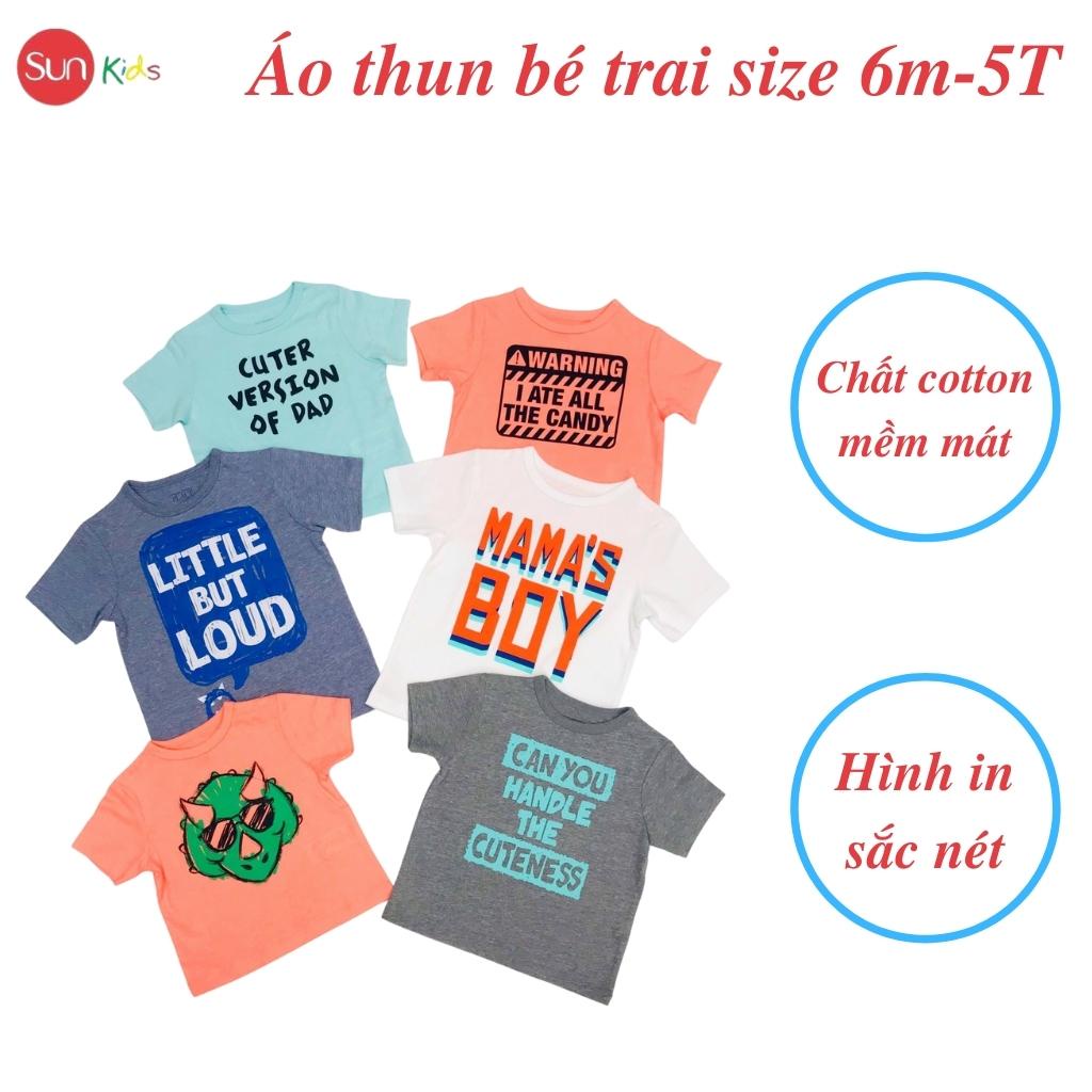 Áo thun bé trai xuất xịn, áo phông cho bé trai, chất cotton, size 6m-5 tuổi - SUNKIDS