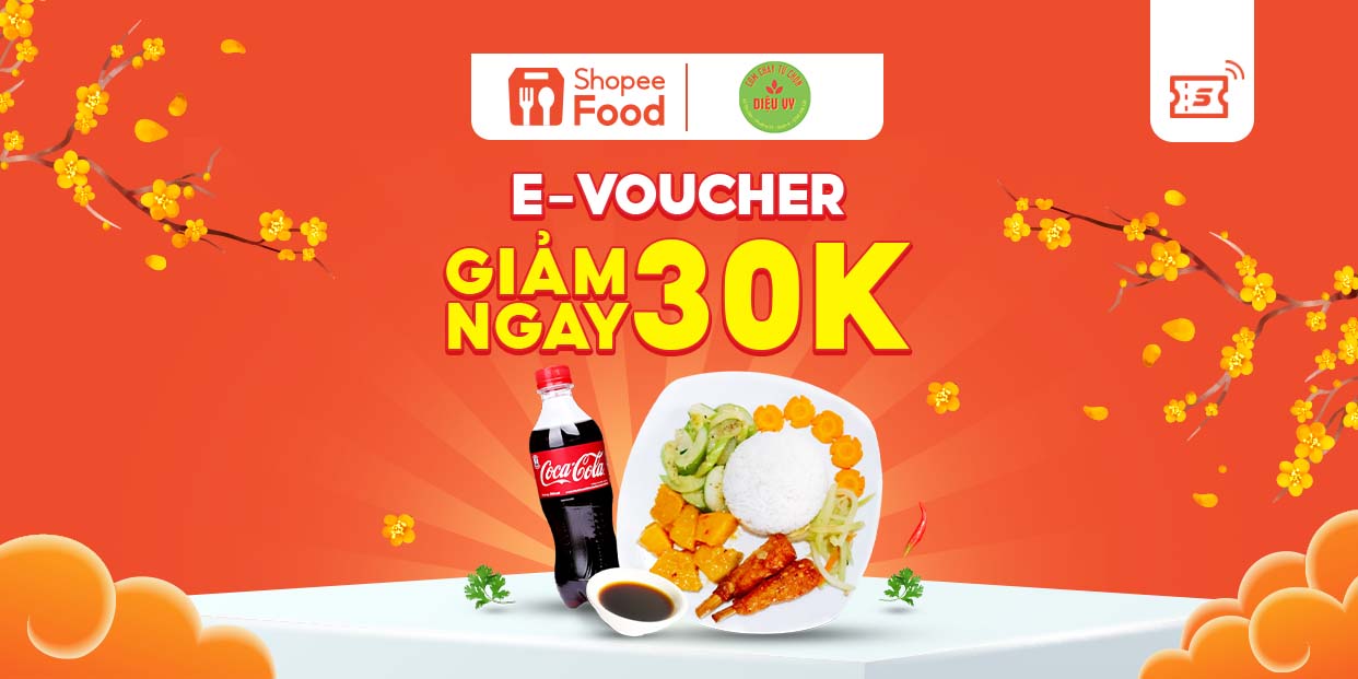 Mã giảm giá 30k cho đơn từ 50k Cơm Chay Diệu Vy ShopeeFood tại ứng dụng Shopee