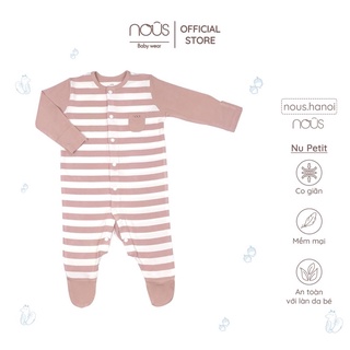 Bộ Body Sơ Sinh Có Tất Chân Nous NB Kẻ Trắng Be NB ( Size Sơ Sinh Newborn NB) - Chất Petit.