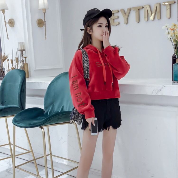 Áo hoodie nữ cực kute áo hút đi len kết hợp vải nhung tạo kiểu phong cách teen