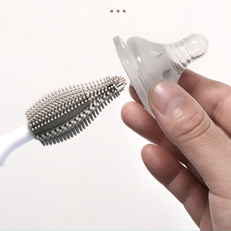 Bộ 3 bàn chải rửa bình sữa/ đầu ngậm em bé bằng silicon xoay 360 độ tiện dụng