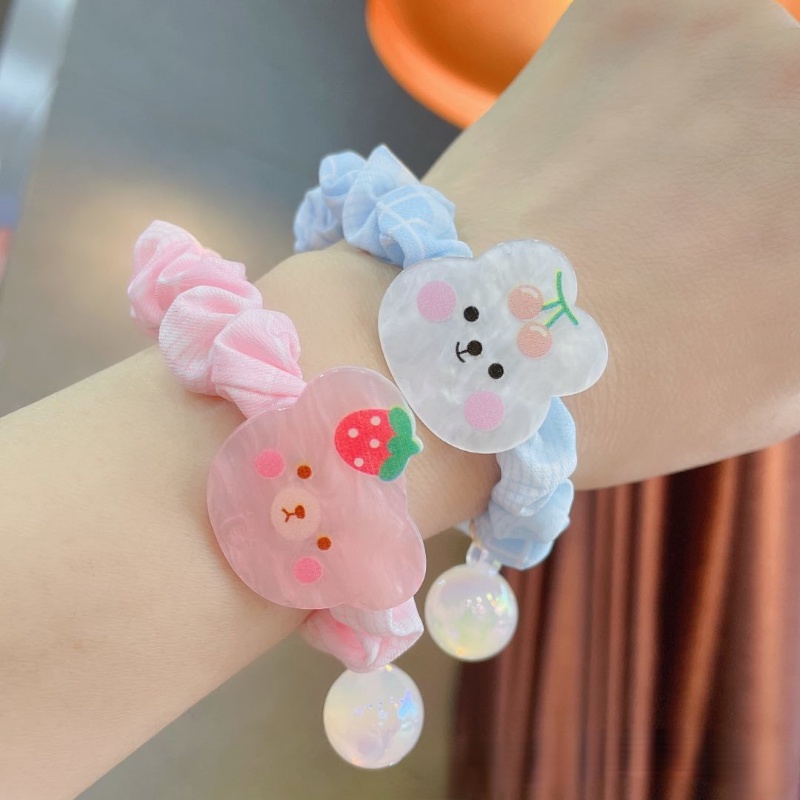 Dây Cột Tóc Bằng Vải Màu Kẹo Ngọt In Họa Tiết Cherry Hoạt Hình Dễ Thương Cho