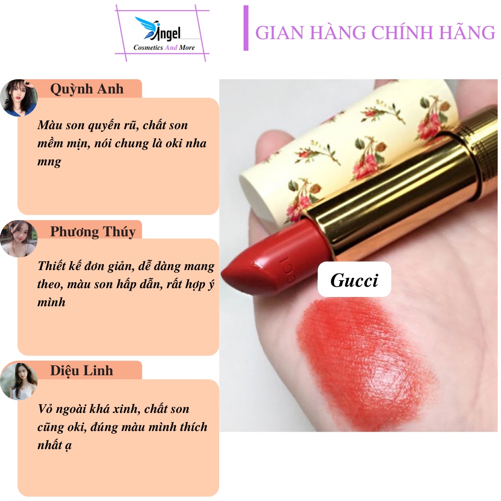 Son minisze  Gucci Rouge À Lèvres Voile Vỏ Hoa mini 1.3g bền màu không trôi siêu phẩm dành cho mọi lứa tuổi