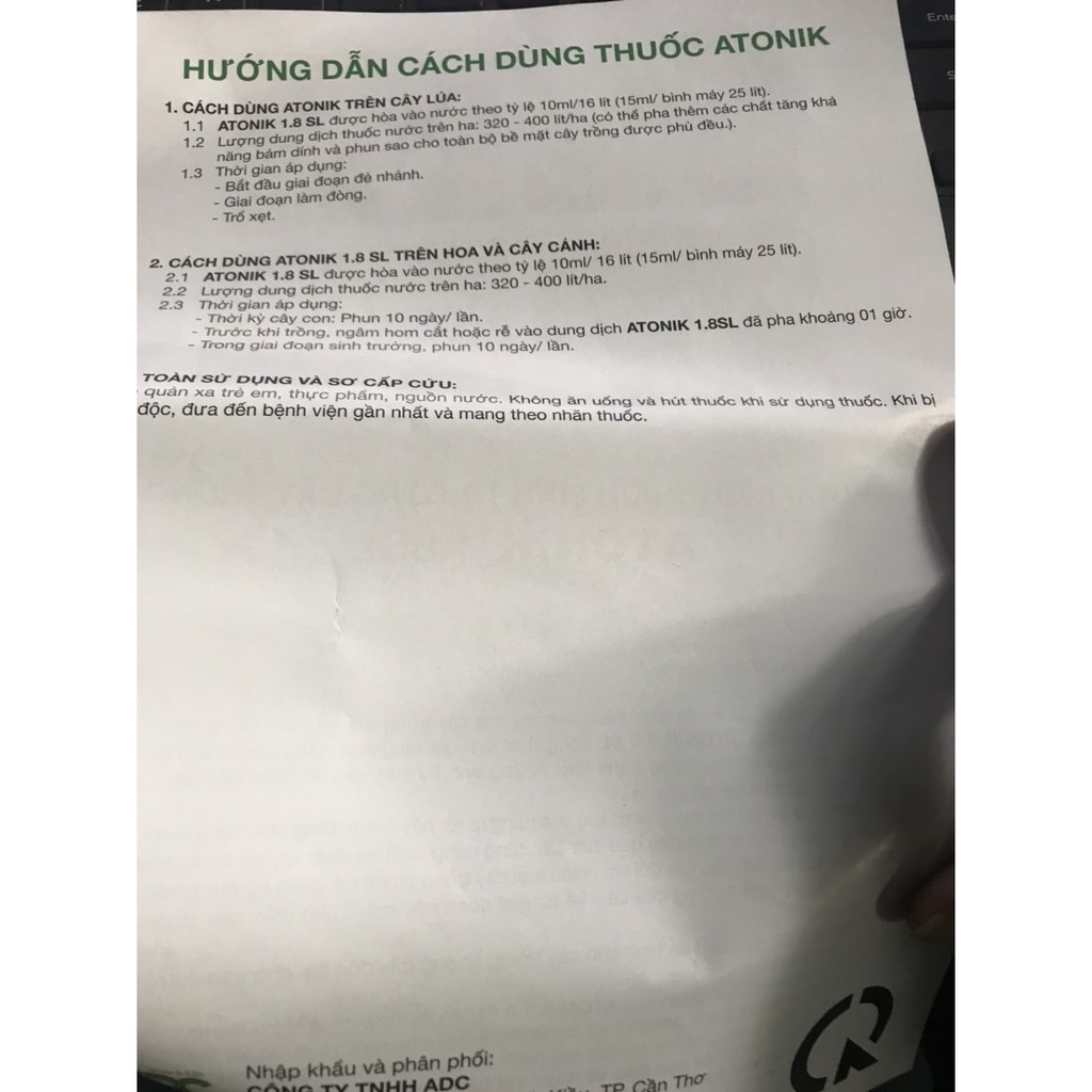 Thuốc kích thích sinh trưởng cây trồng ATONIK 1.8 SL
