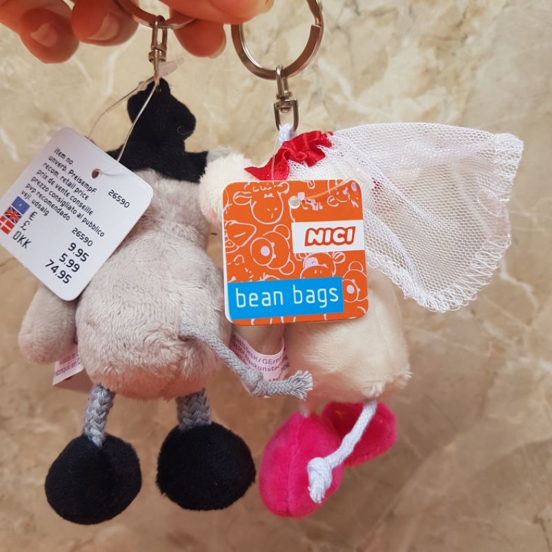 Móc Khóa Gấu Bông Mini - Đám Cưới Chuột Đeo Cặp, Treo Balo Thương hiệu NICI Quà Sinh Nhật Cho Nữ 10cm MIRA-GB28003