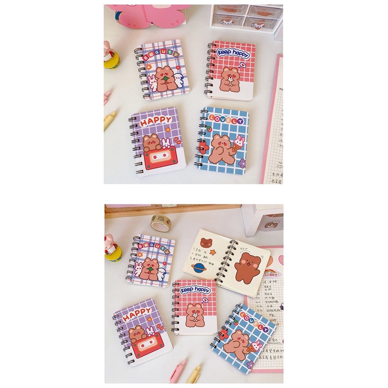 Sổ tay ghi chú mini sổ gáy lò xo ghi chép kế hoạch,công thức,từ vựng họa tiết xinh xắn