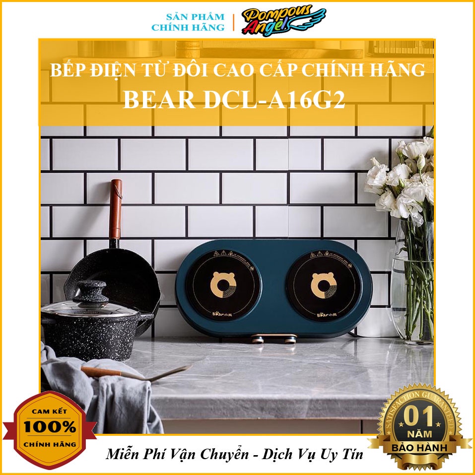 Bếp điện từ đôi đa năng 1600W cao cấp BEAR DCL-A16G2 màu xanh bảo hành 12 tháng