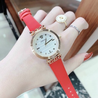 Đồng hồ nữ thời trang, đồng hồ dây da đeo tay versace viền kim loại chống nước cao cấp siêu hót