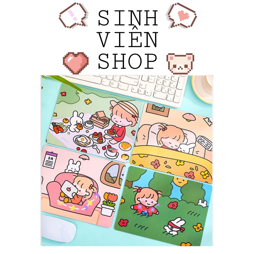 Miếng lót chuột hình cô bé xinh xắn dành cho học sinh sinh viên, dân văn phòng, nữ tính