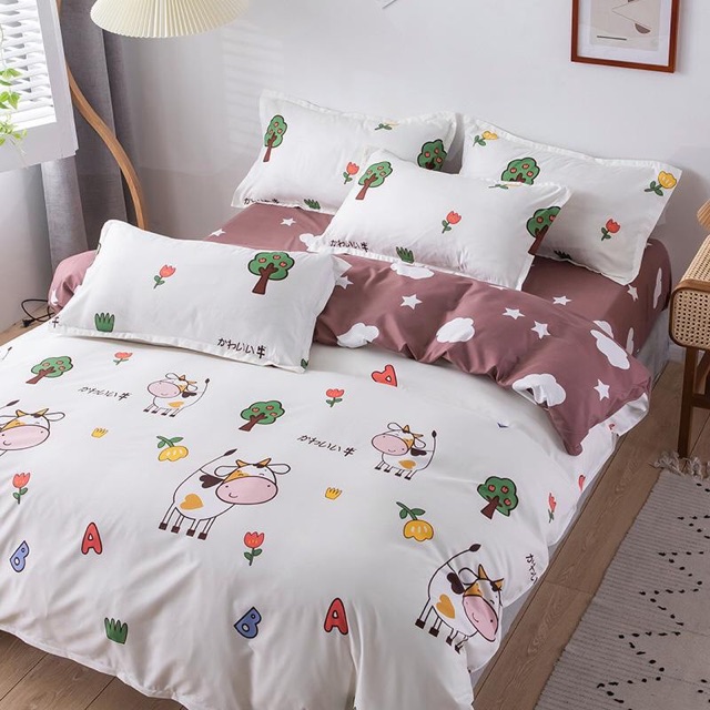 Bộ Chăn Ga Gối Cotton Poly Mẫu Mới Kích Thước 1m6 x 2m, 1m8 x 2m, 2m2 x 2m