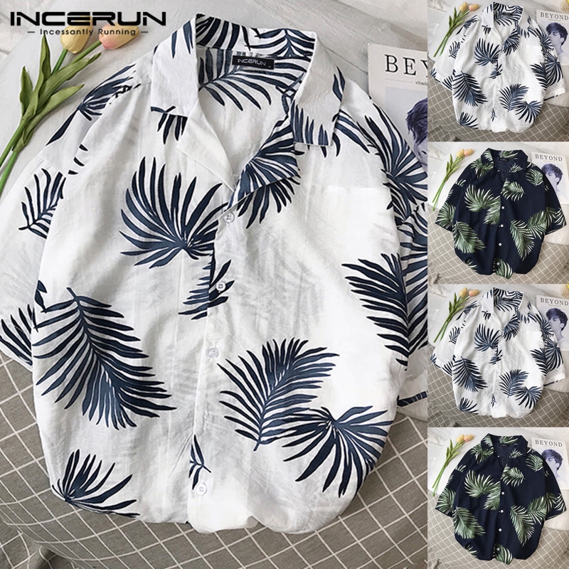 INCERUN Men's Causal Short Sleeve Formal Collar Shirt | BigBuy360 - bigbuy360.vn