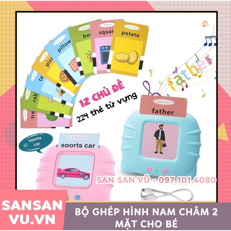 Máy Đọc Thẻ Tiếng Anh, Máy đọc thẻ Flashcard Song Ngữ Anh _ tiếng anh giáo dục sớm cho bé loại 1, 224 từ vựng