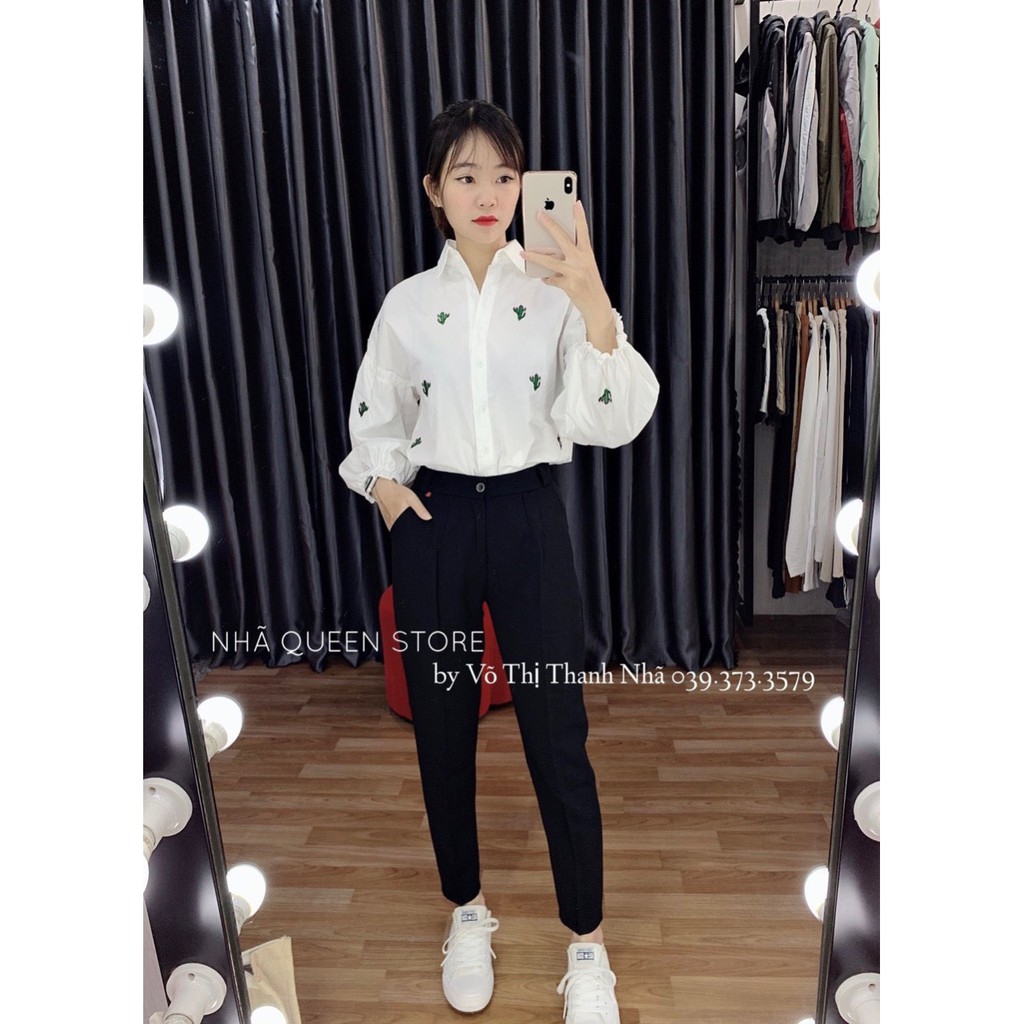 Quần tây đen nữ đơn giản thanh lịch