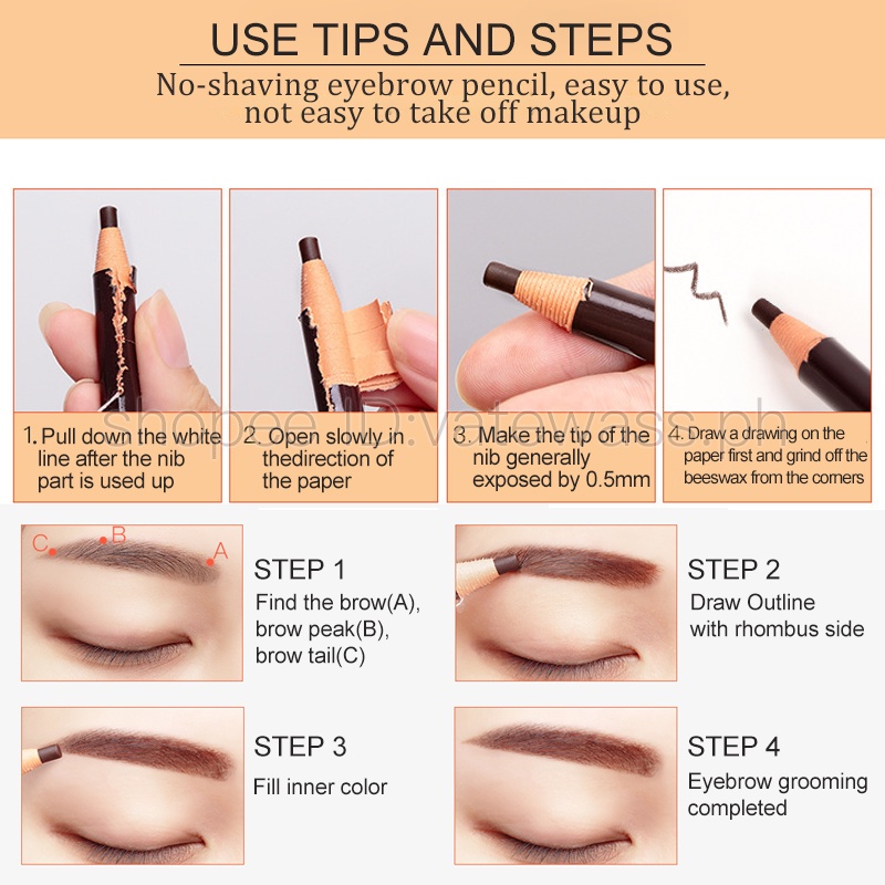 1PCS/Set mỹ phẩm bút chì lông mày sẵn có dùng để trang điểm mỹ phẩm không thấm nước màu mực Microblading Pen Brown Eye Brow Beauty