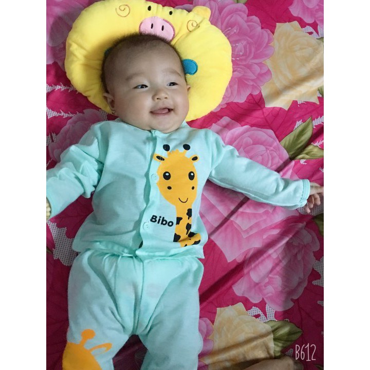 HÀNG LOẠI 1: Set 5 bộ bibo dài màu bé trai/gái cài khuy giữa cotton 2 chiều