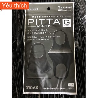[CÓ SẴN] Khẩu trang Pitta mask người lớn gói 3 chiếc Đen, Trắng, Xám