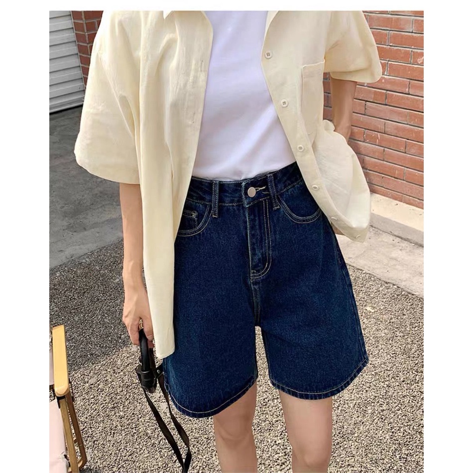 Quần Short Denim Lưng Cao Ống Rộng Thời Trang Mùa Hè Phong Cách Mới Cho Nữ