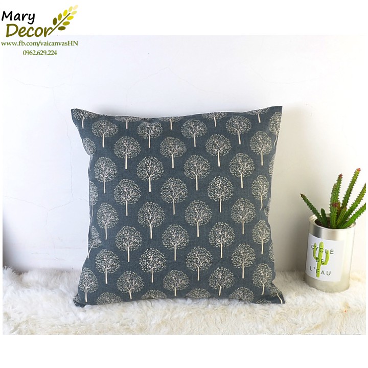 Gối tựa sofa Mary Decor - Họa tiết cây xám G-A06