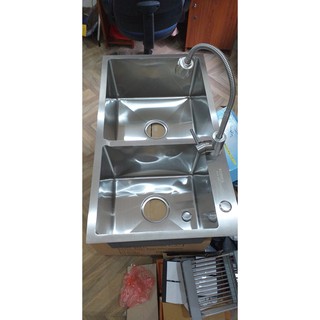 [Rẻ nhất shoppee] Combo chậu rửa bát inox 304 + vòi nóng lạnh cần mềm tiện dụng