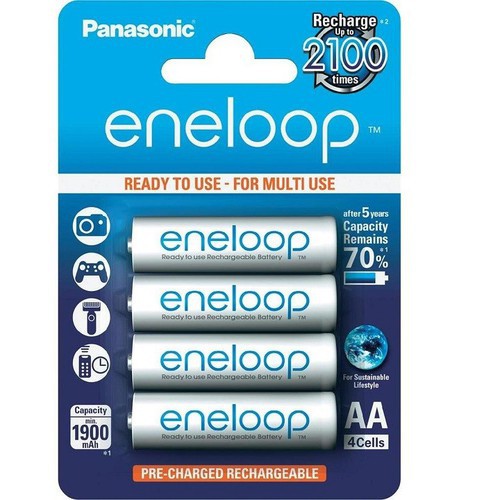 Vỉ 4 pin sạc AA Eneloop 1900mAh BK-3MCCE/4BE - thị trường EU box Anh (Trắng)