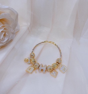 Lắc charm bạc xi vàng cao cấp