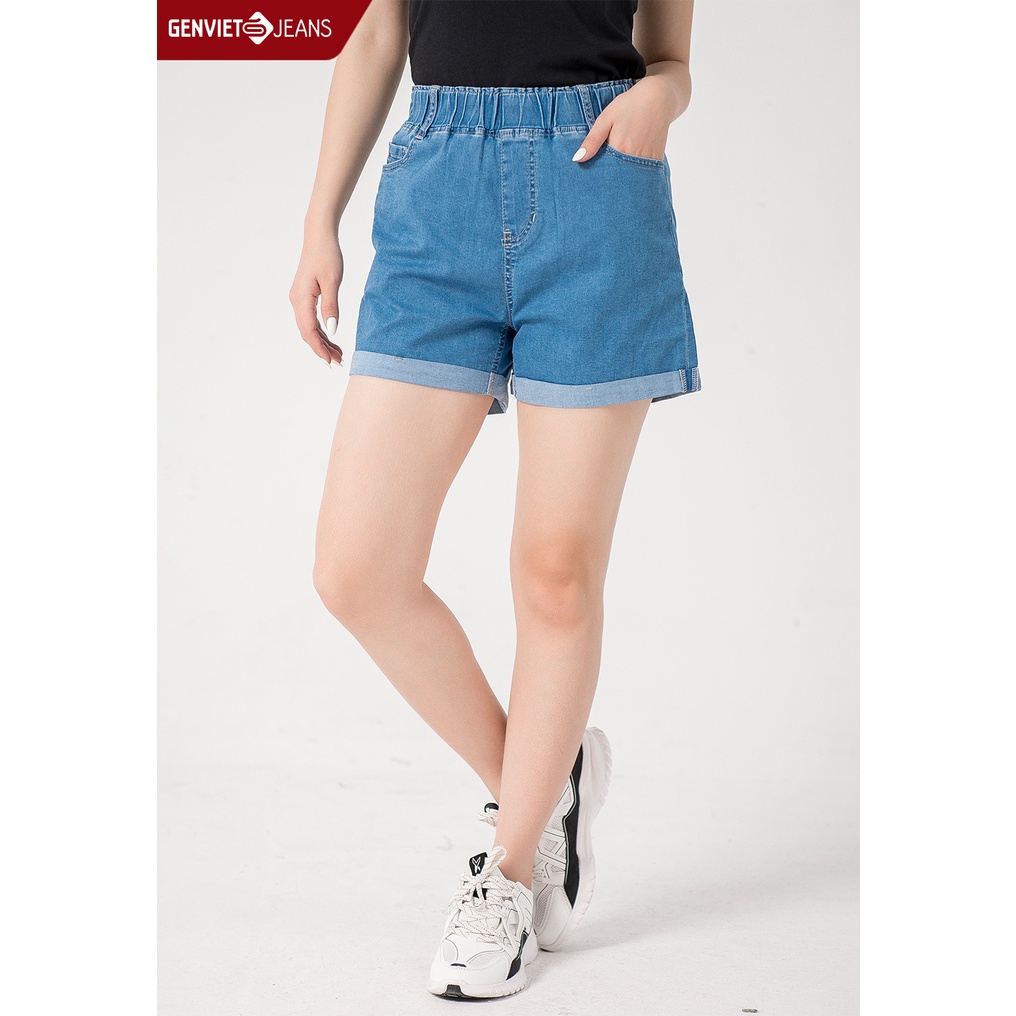 Quần Short Jeans Nữ Xắn Gấu DQ424J1569 GENVIET