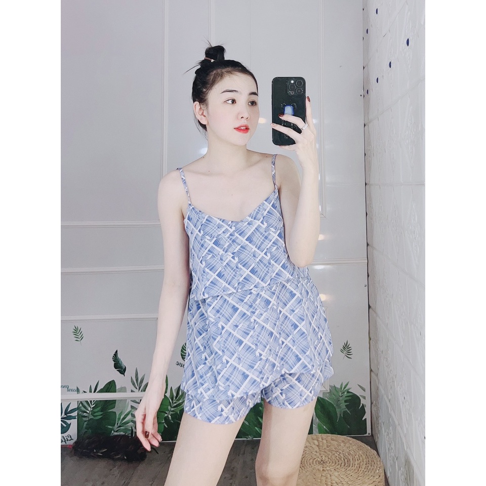 Bộ đồ ngủ đồ bộ nữ mặc nhà hai dây dễ thương