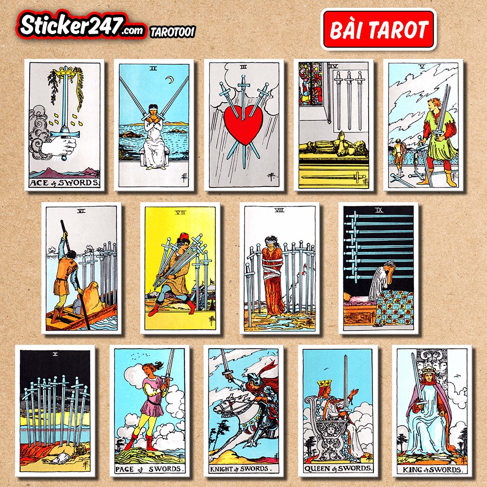 Sticker Bài Tarot Full bộ 78 lá 𝑭𝒓𝒆𝒆𝒔𝒉𝒊𝒑 hình dán decal chống nước, dán laptop, điện thoại, mũ bảo hiểm