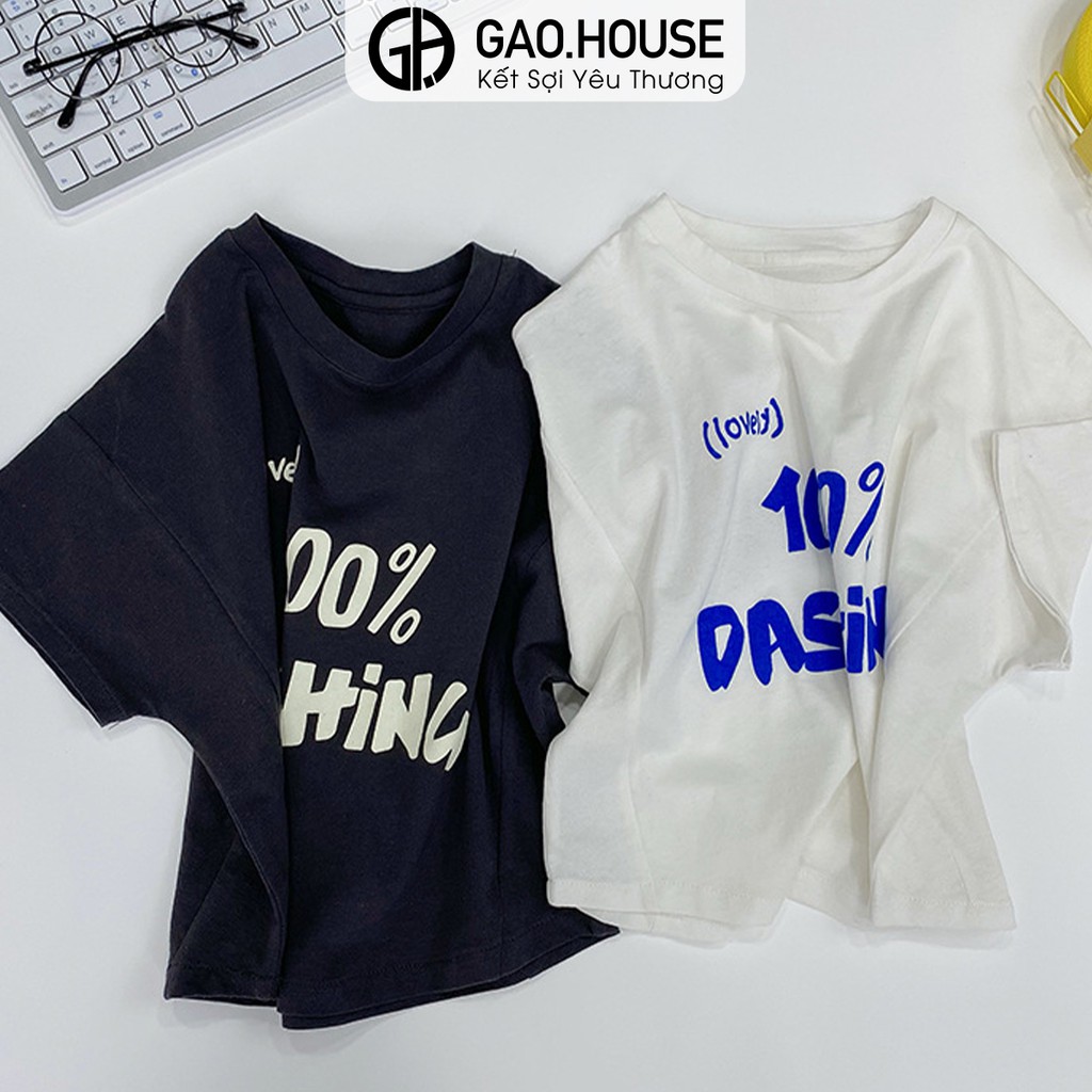 Áo thun bé trai Gạo House cotton 4 chiều cổ tròn cộc tay chữ dashing(T22)