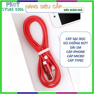 Dây sạc dù 1m 🍏freeship extra🍏 cáp sạc dây dù dài 1m cho điện thoại phụ kiện tai nghe-iphone android