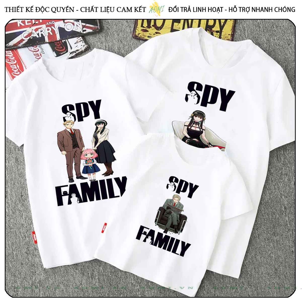 ÁO THUN UNISEX family X spy PHÔNG TRẮNG TAY NGẮN NAM NỮ GIA ĐÌNH CẶP ĐÔI SIZE TRẺ EM BÉ TRAI GÁI AOMIVN