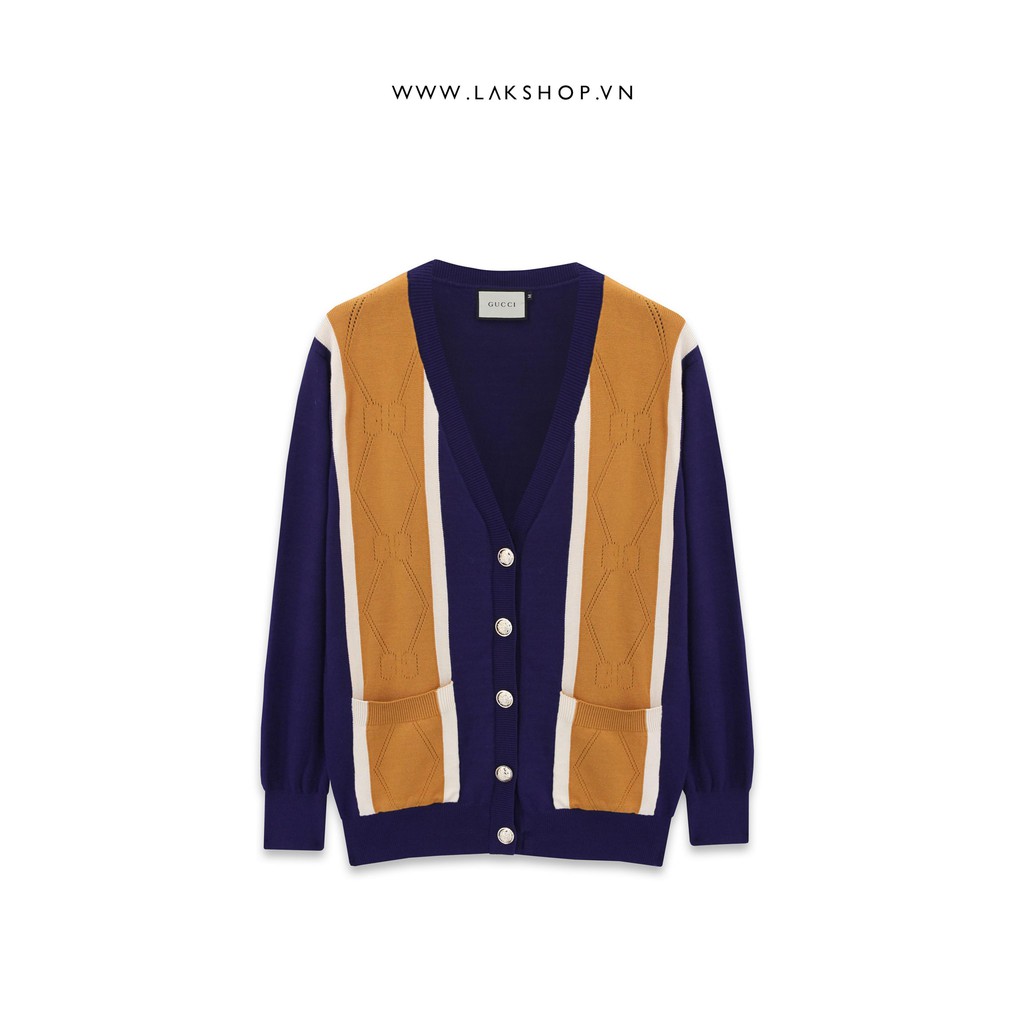Áo len cardigan GG Perforated Cardigan In Dark Blue