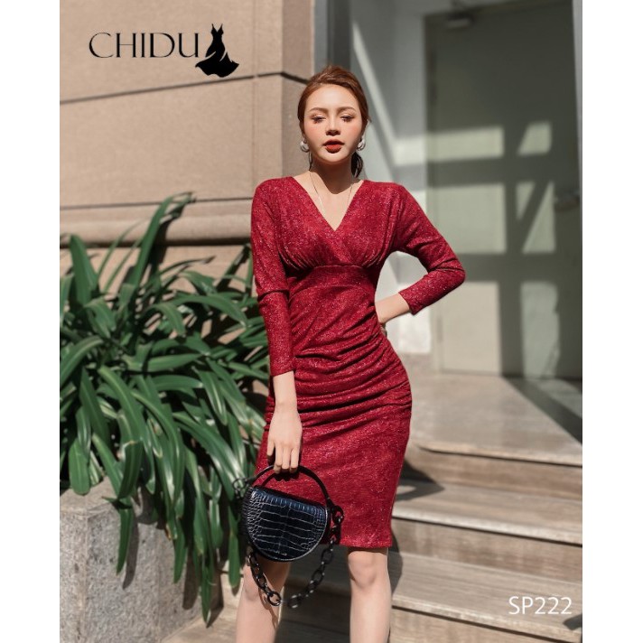 CHIDU Váy công sở body cổ V SP222