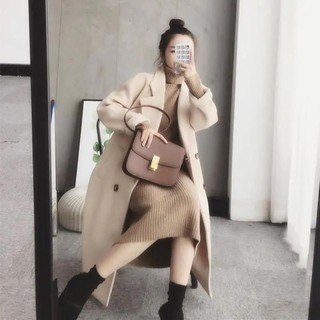 Váy len suông cổ lọ dáng dài