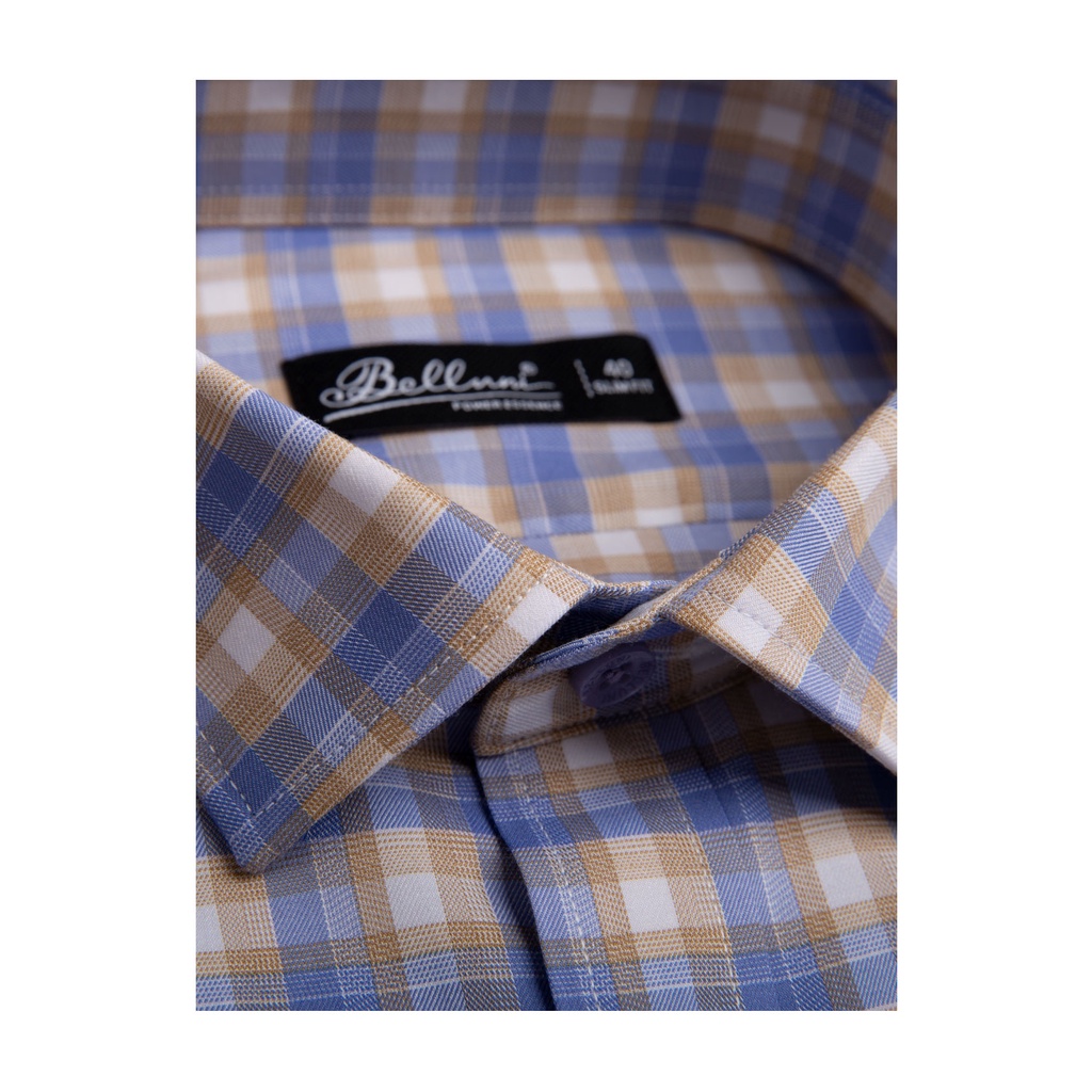 Áo sơ mi nam ngắn tay BELLUNI hoạ tiết caro trẻ trung năng động - ANS.BPS.BE.206.W6