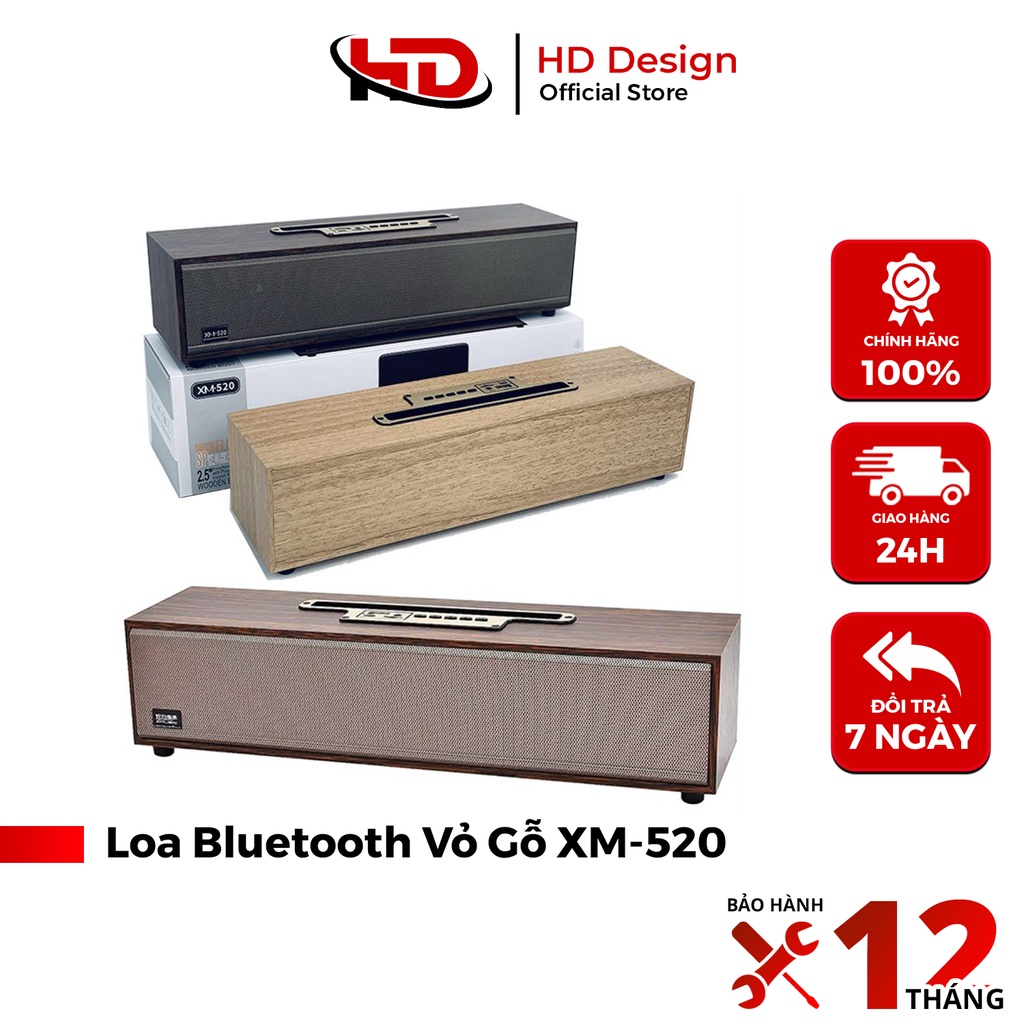 Loa Bluetooth Vỏ Gỗ XM - 520, Bass Mạnh - Công Suất 20W - Nghe Nhạc, Xem Phim Cực Đã - Chính Hãng HD DESIGN