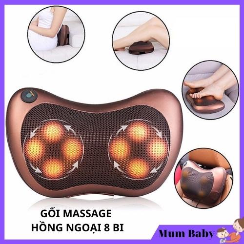 Gối Massage hồng ngoại 8 bi cao cấp, máy mát xa cổ, vai gáy toàn thân, tự động đảo chiều, BH 12 tháng MUMBABY24